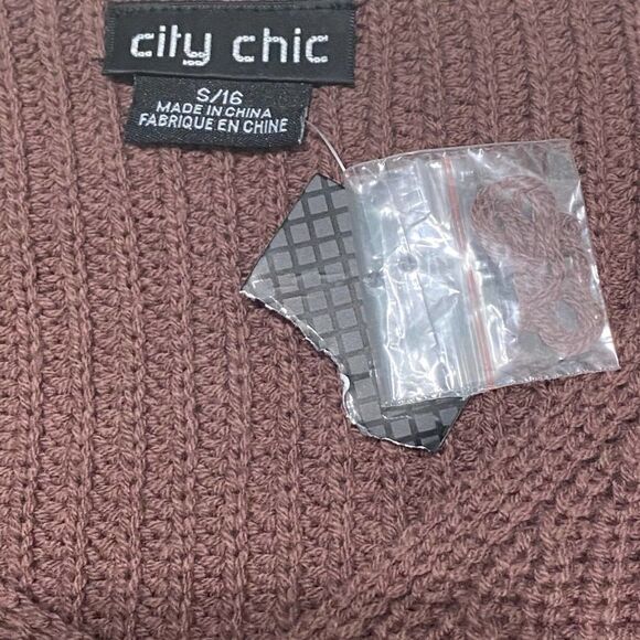City Chic Ladder Sleeve V-Neck Sweater Mauve 16 - Picture 2 of 10
